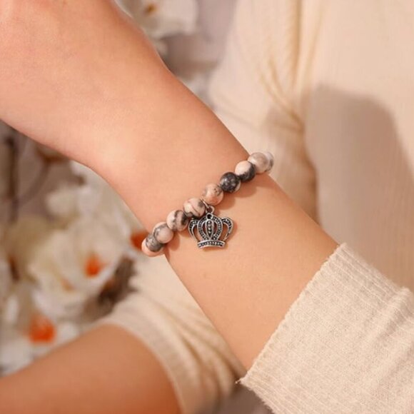 SheKind Crown Charm Beads Bracelet BadA_ _ Wife Saying w/Gift Box NIB - Picture 6 of 8